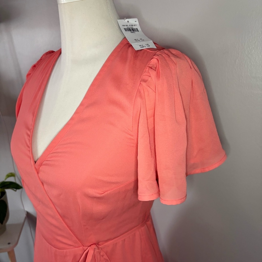 NWT Abercrombie & Fitch Coral Wrap Midi Dress Women’s Small Feminine - Picture 5 of 16